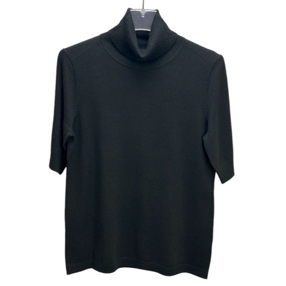 Pendleton Black Wool Nylon Blend Turtleneck Short Sleeve Sweater M Classic